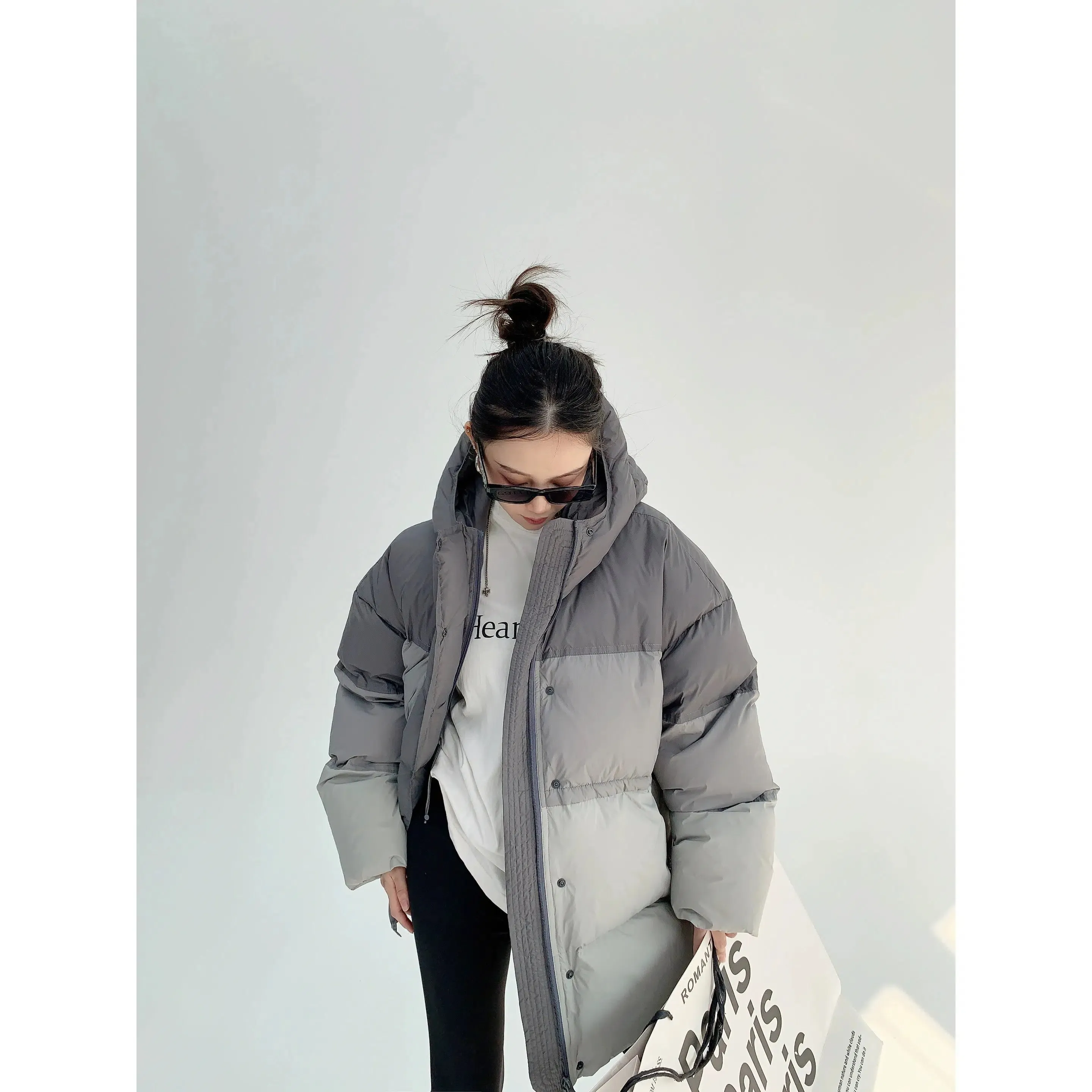 Contrast Color Oversized Down Jacket