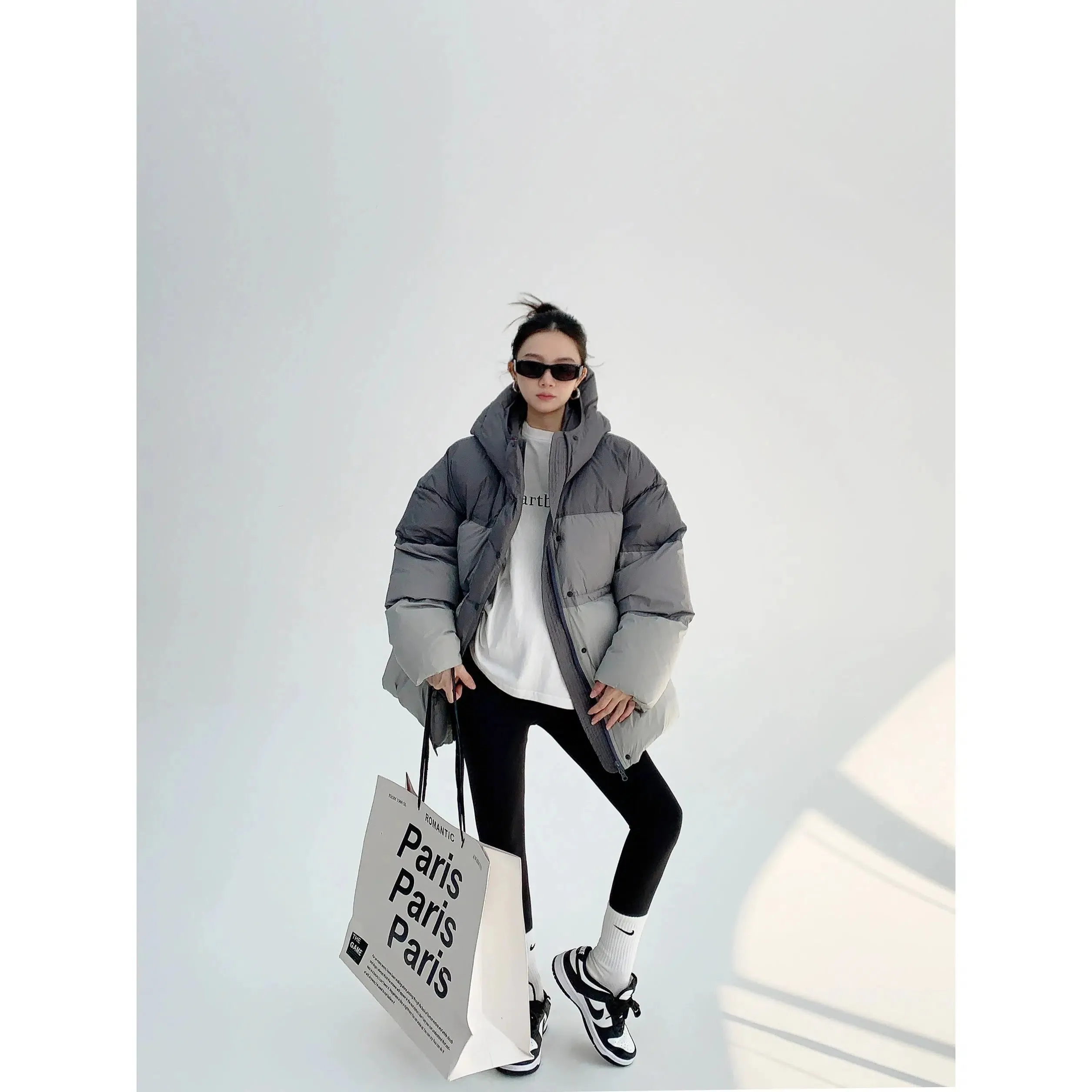 Contrast Color Oversized Down Jacket