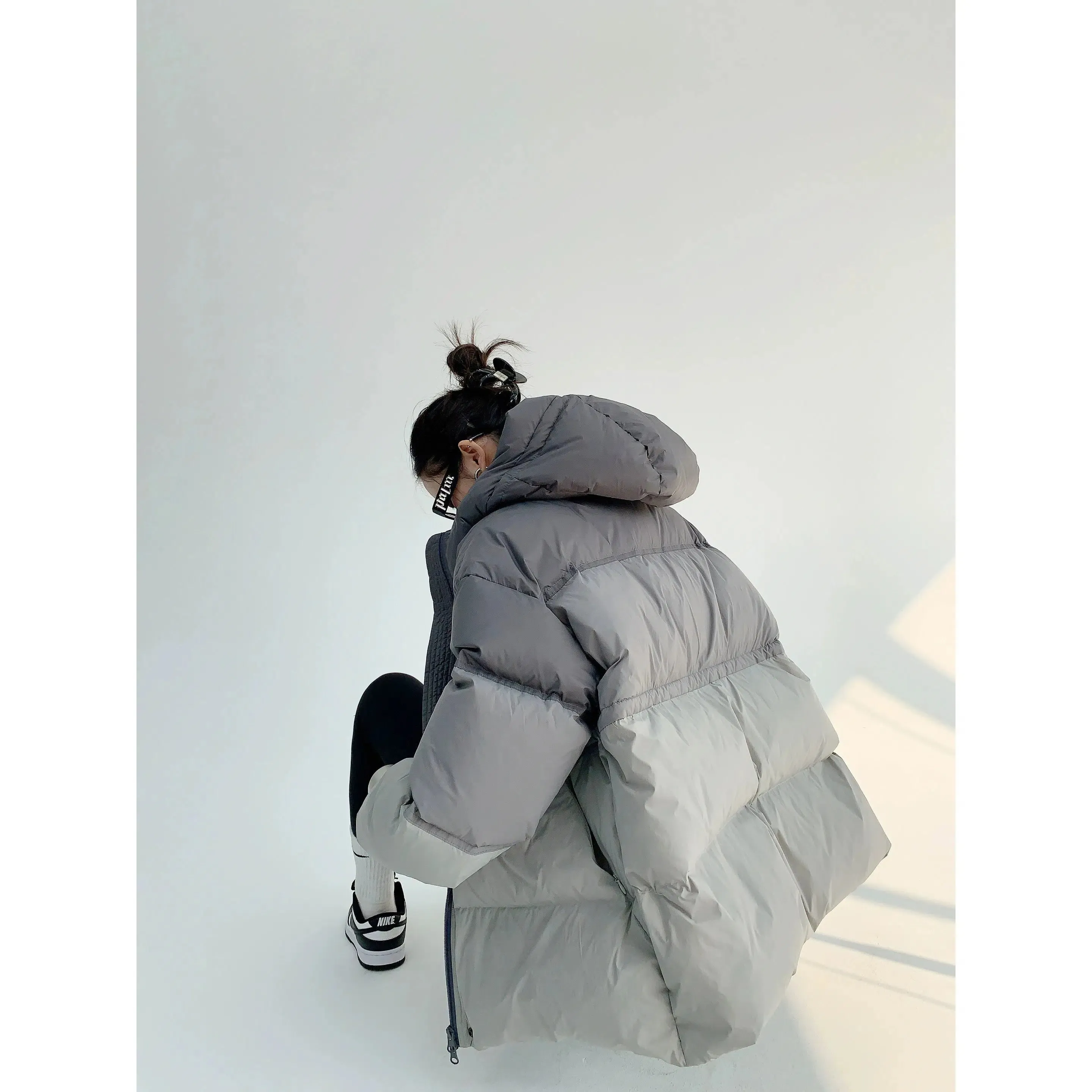 Contrast Color Oversized Down Jacket