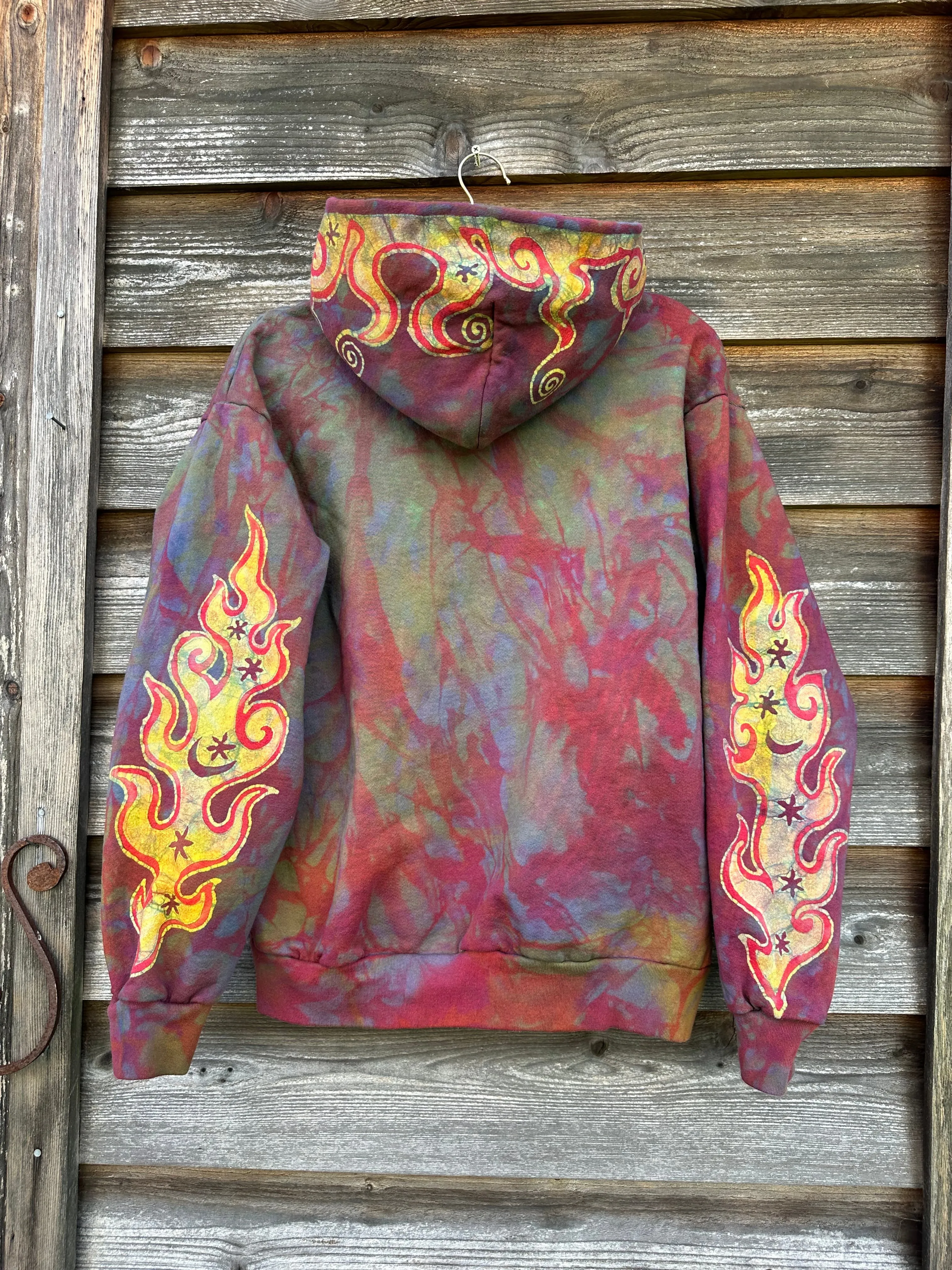 Driftwood Bonfire Handcrafted Batik Zipper Hoodie - Size Small