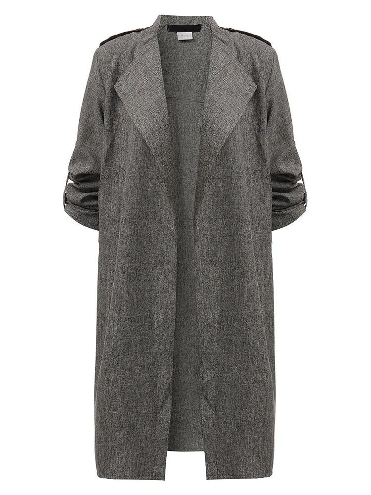 O-NEWE Gray Lapel Long Jackets