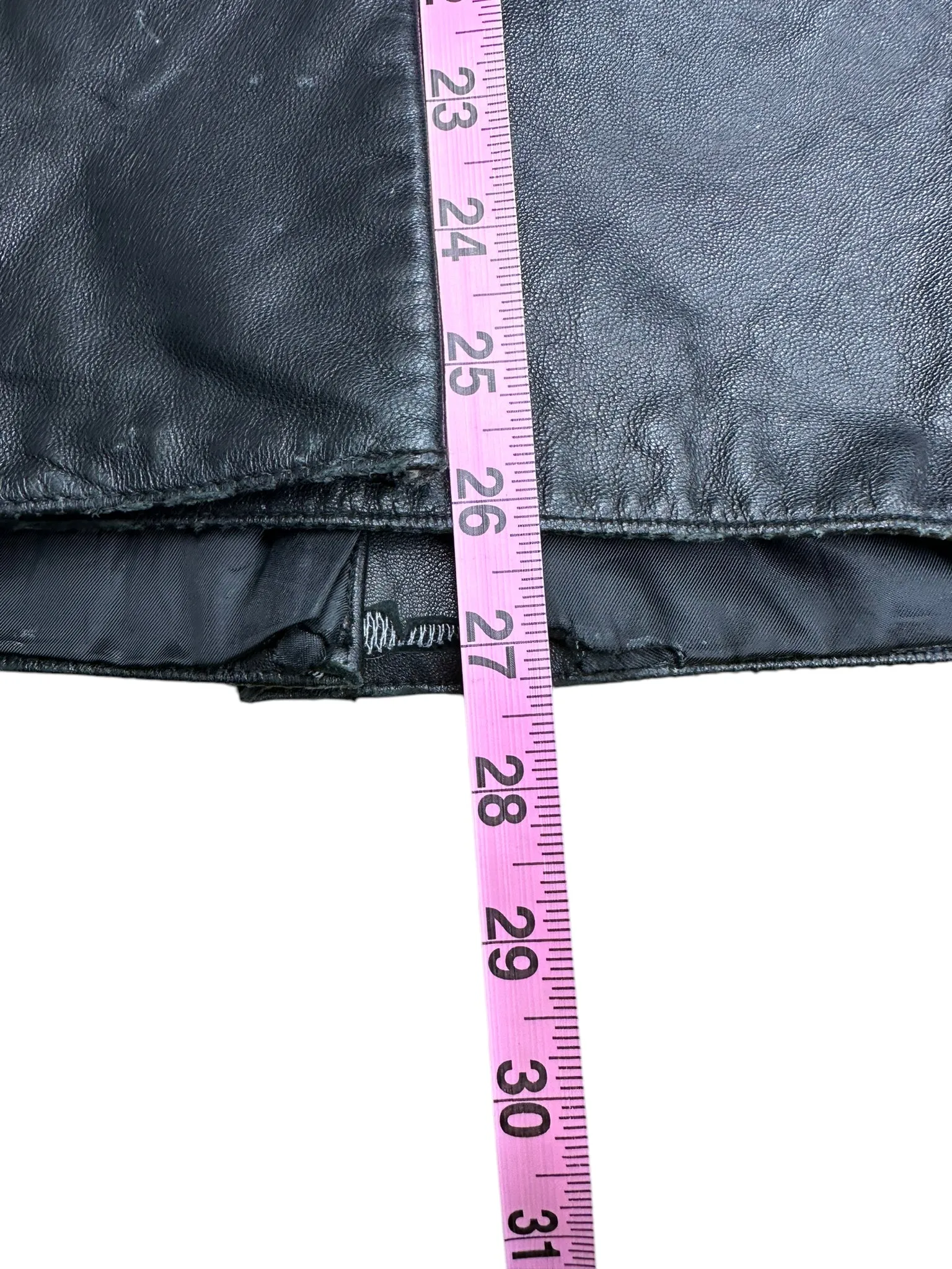 Preston & York Black Long Leather Button Down Coat Size PS
