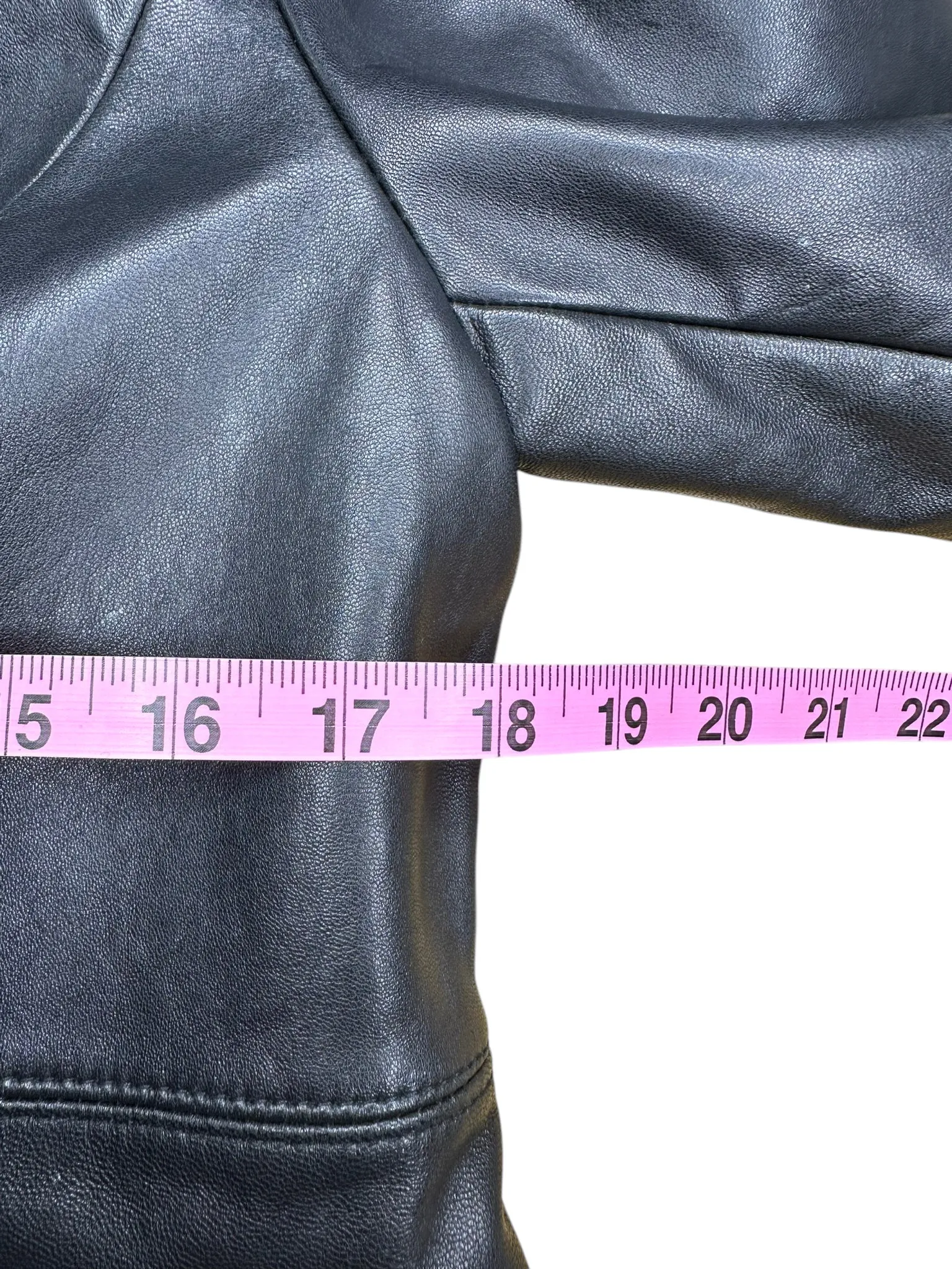 Preston & York Black Long Leather Button Down Coat Size PS