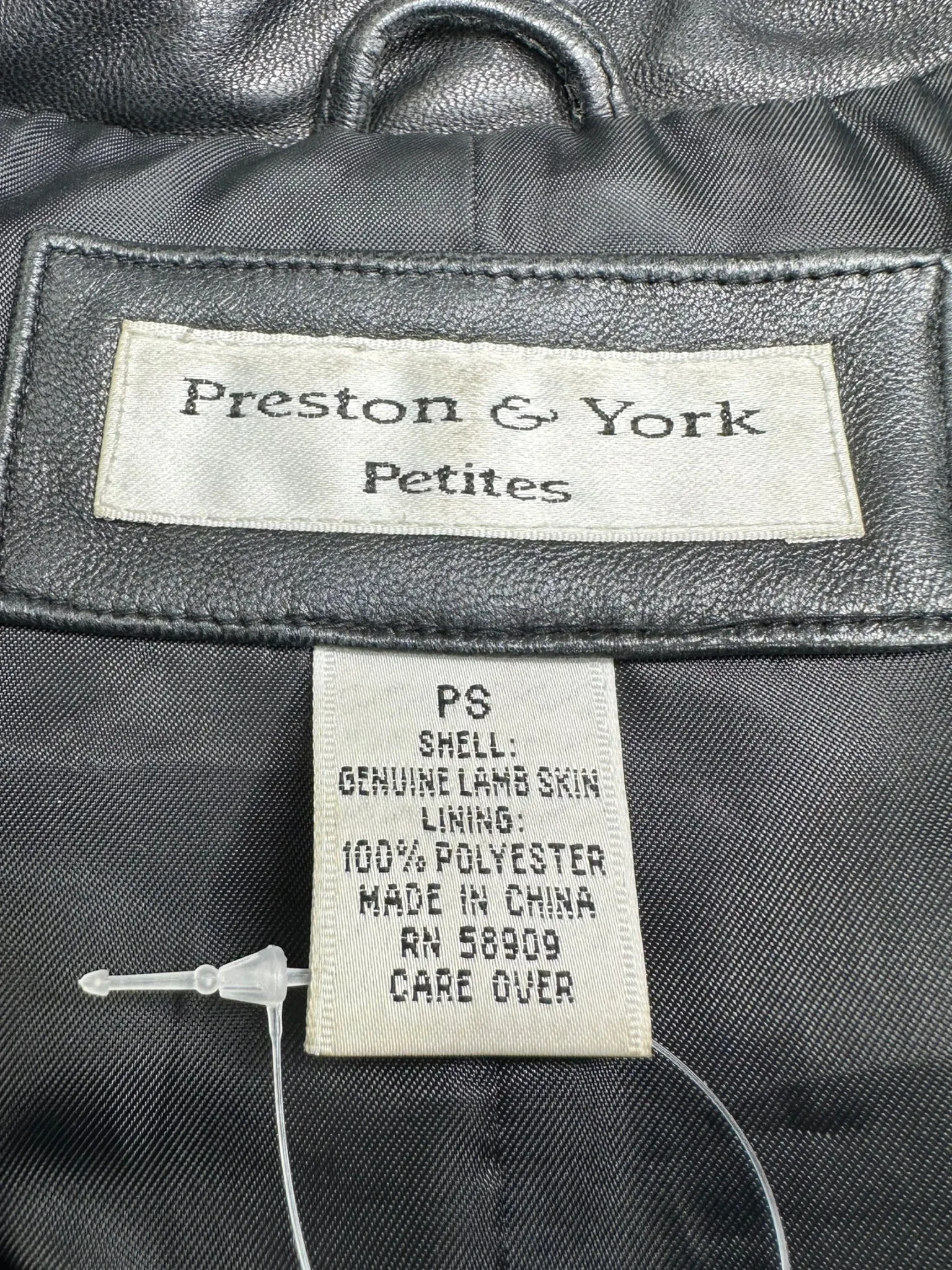 Preston & York Black Long Leather Button Down Coat Size PS