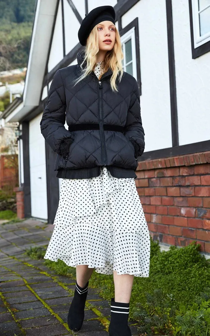 Women's Short Down Jacket With Lace