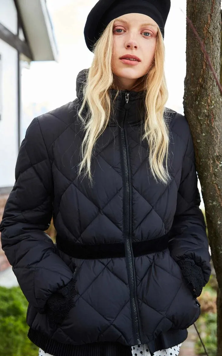 Women's Short Down Jacket With Lace